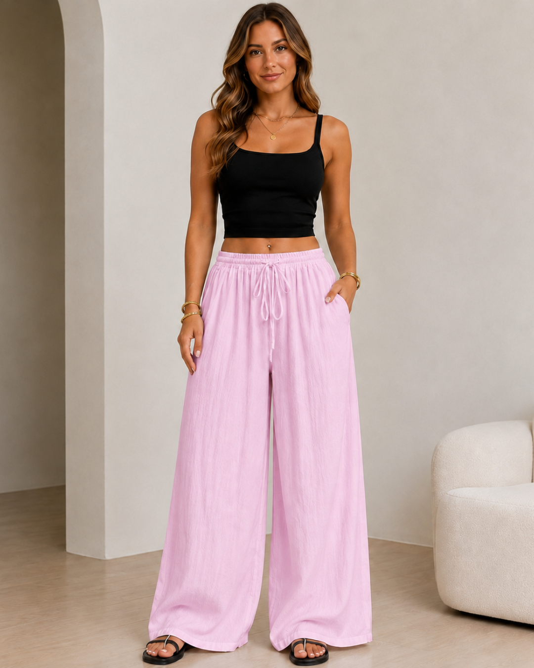 Pantalón Amplio Fluido con Cintura Ajustable®