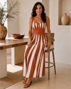 Vestido Largo de Tirantes con Estampado Ondulado