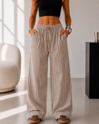 Pantalón Palazzo de Rayas con Cintura Ajustable