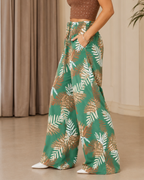 Pantalón Palazzo Estampado con Cintura Elástica