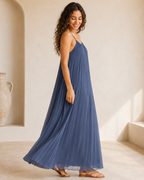 Vestido largo plisado con tirantes finos®