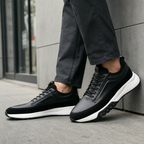 Sneakers de Piel Auténtica con Suela Elevada