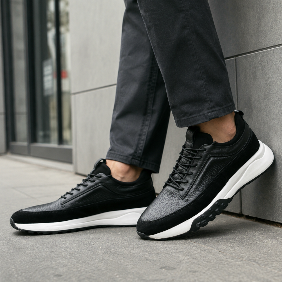 Sneakers de Piel Auténtica con Suela Elevada
