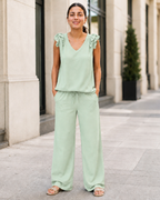 Conjunto de Top con Volantes y Pantalón Amplio®