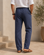 Pantalón de Lino con Cintura Ajustable
