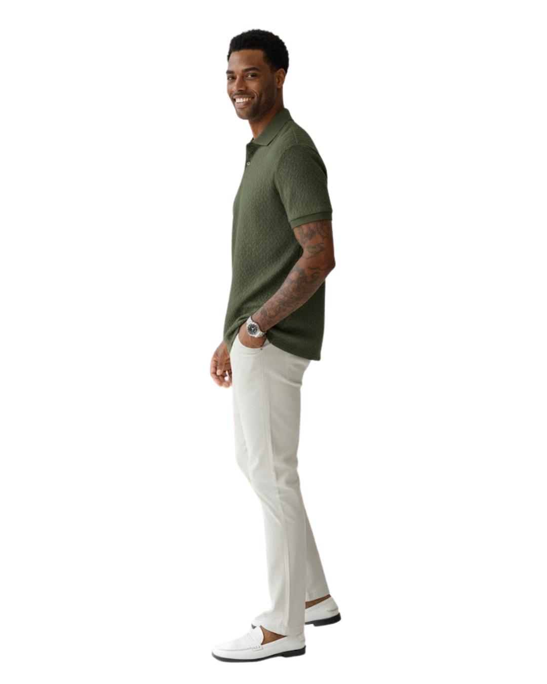 Polo de Punto Tejido de Elegancia Estructurada y Confort Ligero Para Hombre