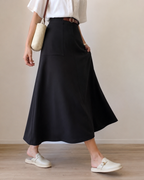 Falda Midi de Seda con Cintura Alta