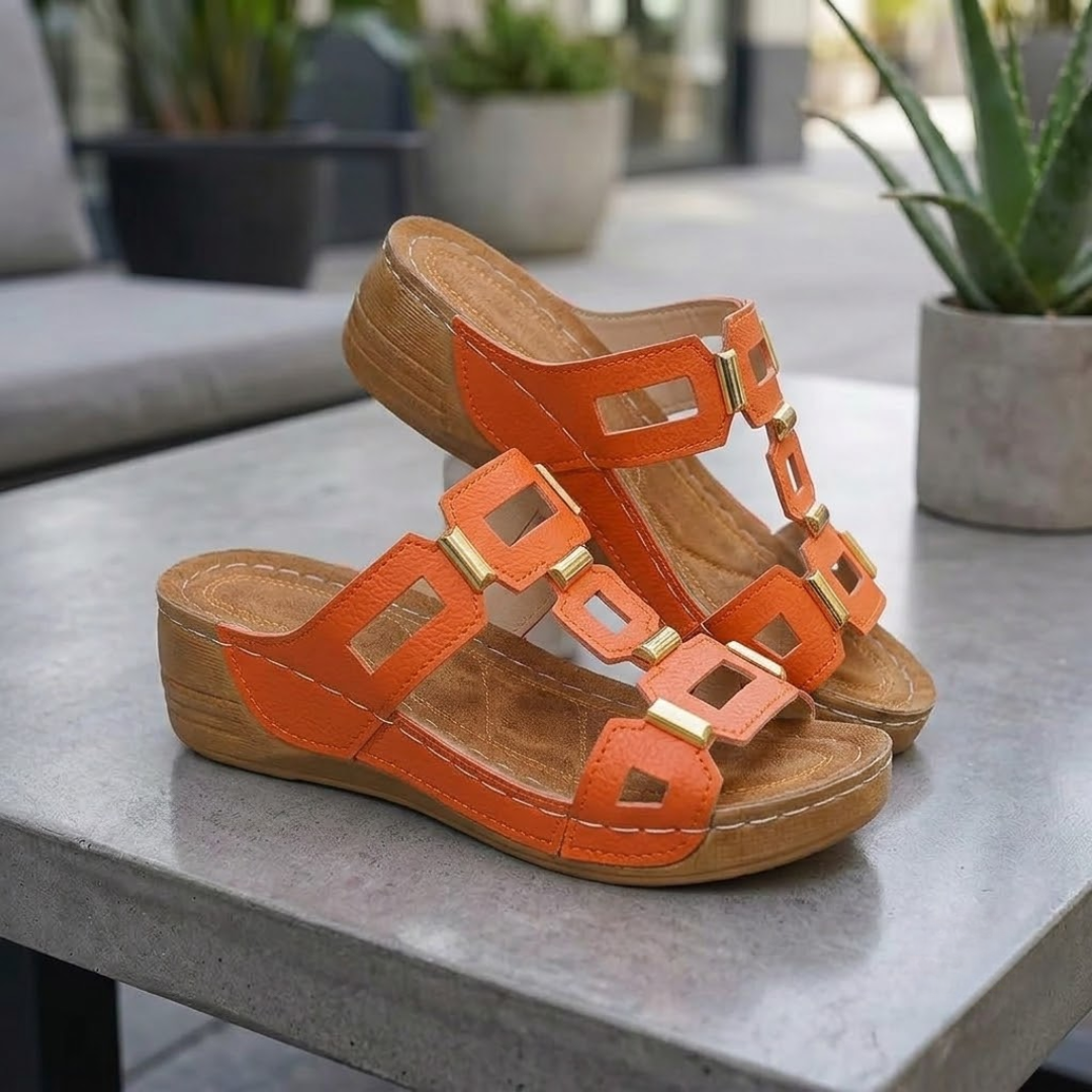 Sandalias de Cuña con Detalles Geométricos®