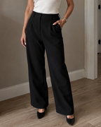 Pantalón de vestir cintura alta y corte recto