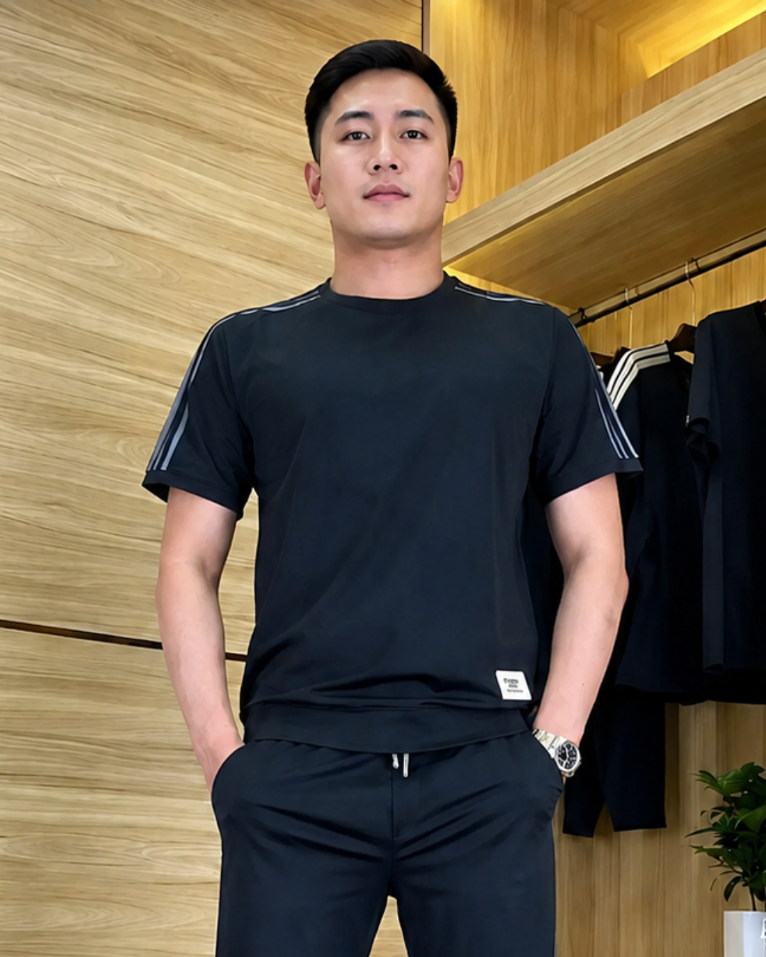 Conjunto de camiseta y pantalón elástico