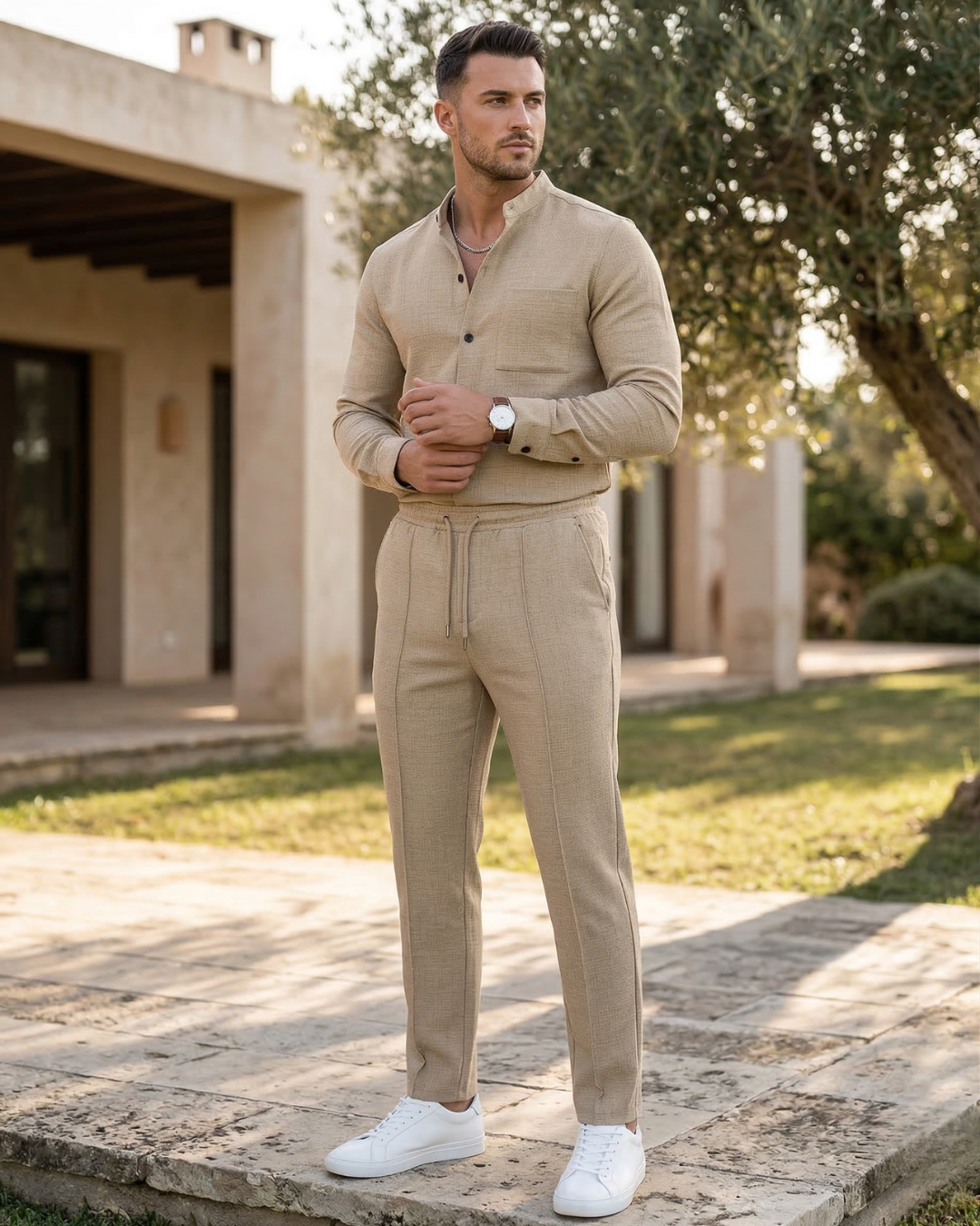 Conjunto Masculino de Camiseta y Pantalón con Textura Waffle®