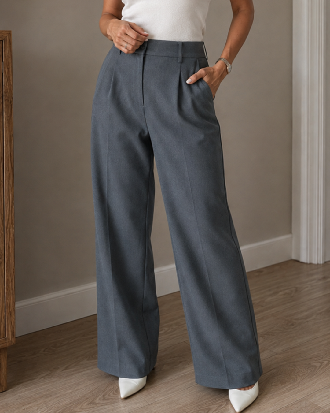 Pantalón de vestir cintura alta y corte recto