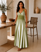 Vestido Largo de Tirantes con Estampado Ondulado