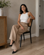 Pantalón de vestir cintura alta y corte recto