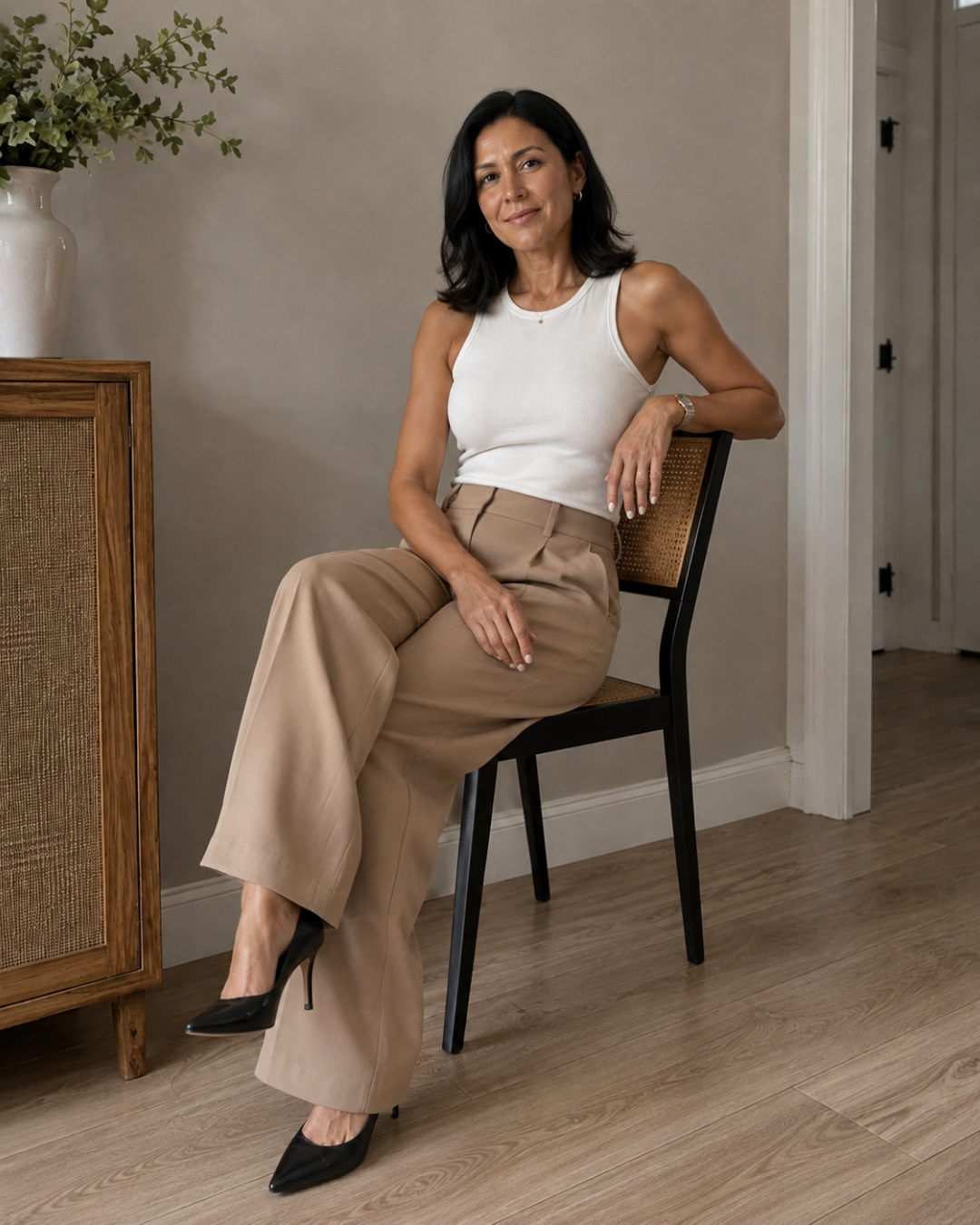 Pantalón de vestir cintura alta y corte recto