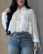 Blusa Romántica de Gasa con Volantes