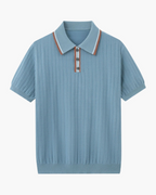 Polo manga corta con diseño tejido y cuello bicolor