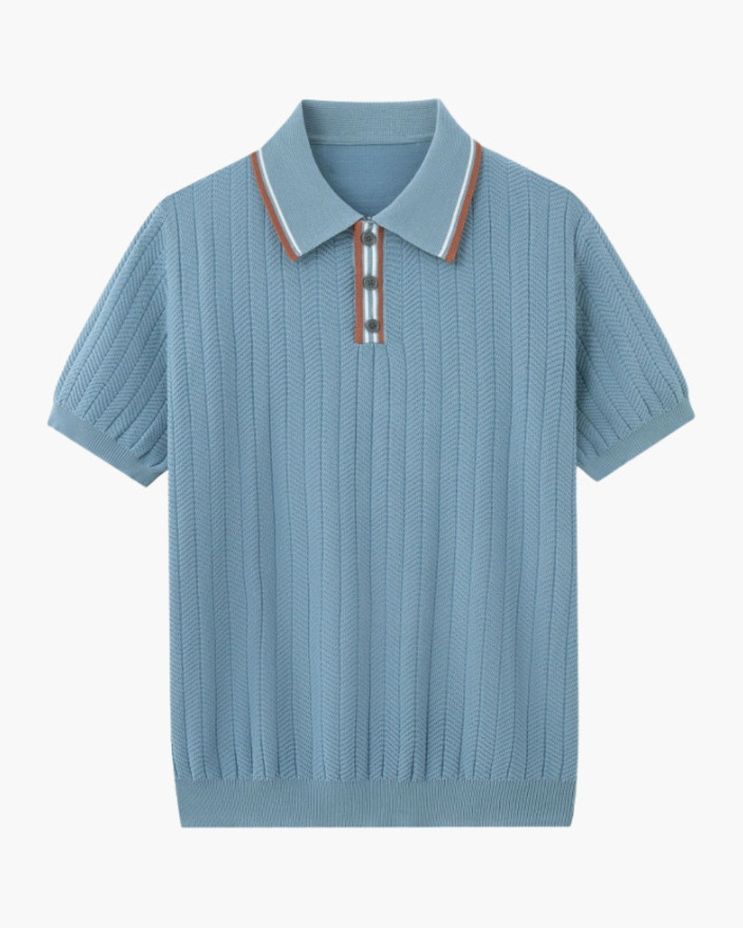 Polo manga corta con diseño tejido y cuello bicolor