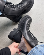 Botas con tacón alto y forro polar para mujer