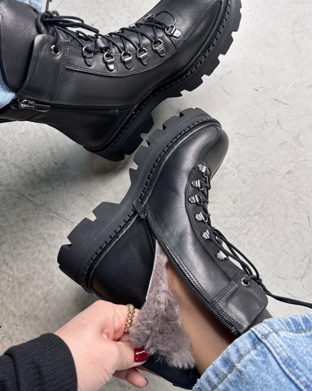 Botas con tacón alto y forro polar para mujer