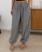 Pantalón Bombacho de Cuadros con Cintura Ajustable