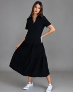 Vestido largo con cuello camisero