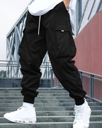 Pantalón cargo con cintura de cordón ajustable para Hombre