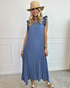 Vestido Plisado con Volantes