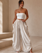 Pantalón Palazzo Holgado con Bolsillos Laterales