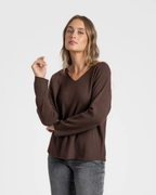 Jersey de Punto Fino con Cuello en V para Mujer