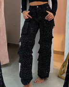 Jeans cargo con pedrería para mujer®
