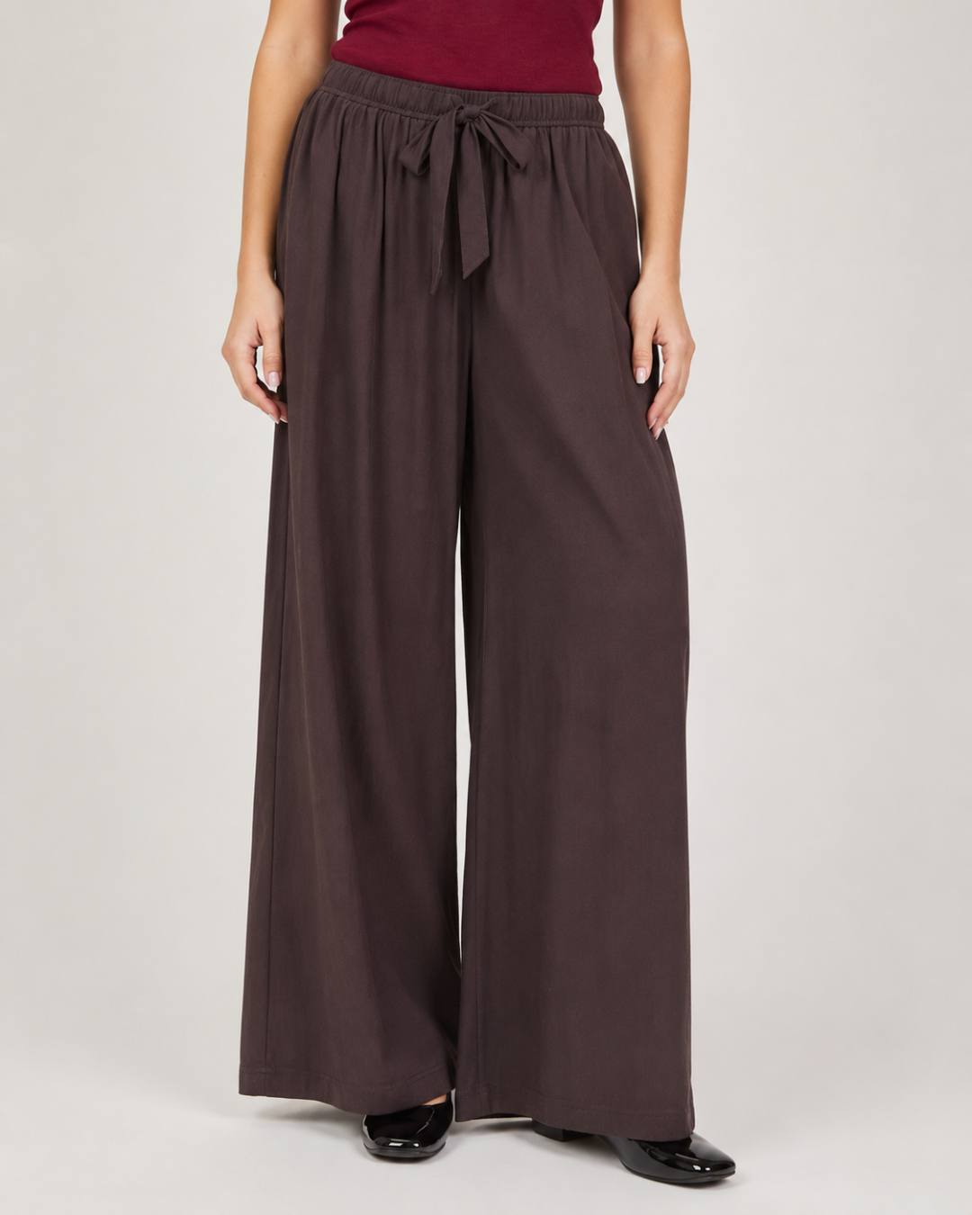 Pantalón Largo Palazzo con Cintura Elástica®