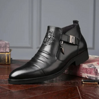 Botines de cuero con cremallera lateral
