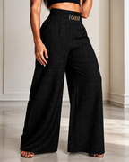 Pantalón de Talle Alto con Pernera Ancha y Detalle de Cinturón