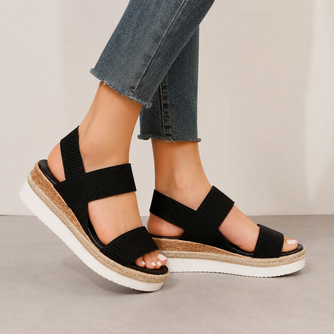 Sandalias de Cuña con Tiras Elásticas
