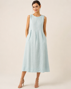 Vestido casual de lino con bolsillos laterales