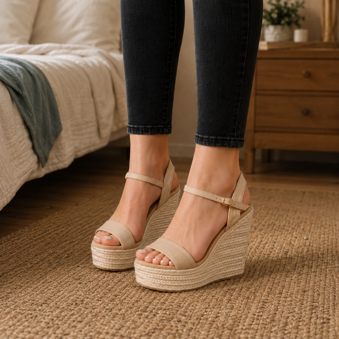 Sandalias de Cuña con Plataforma Trenzada