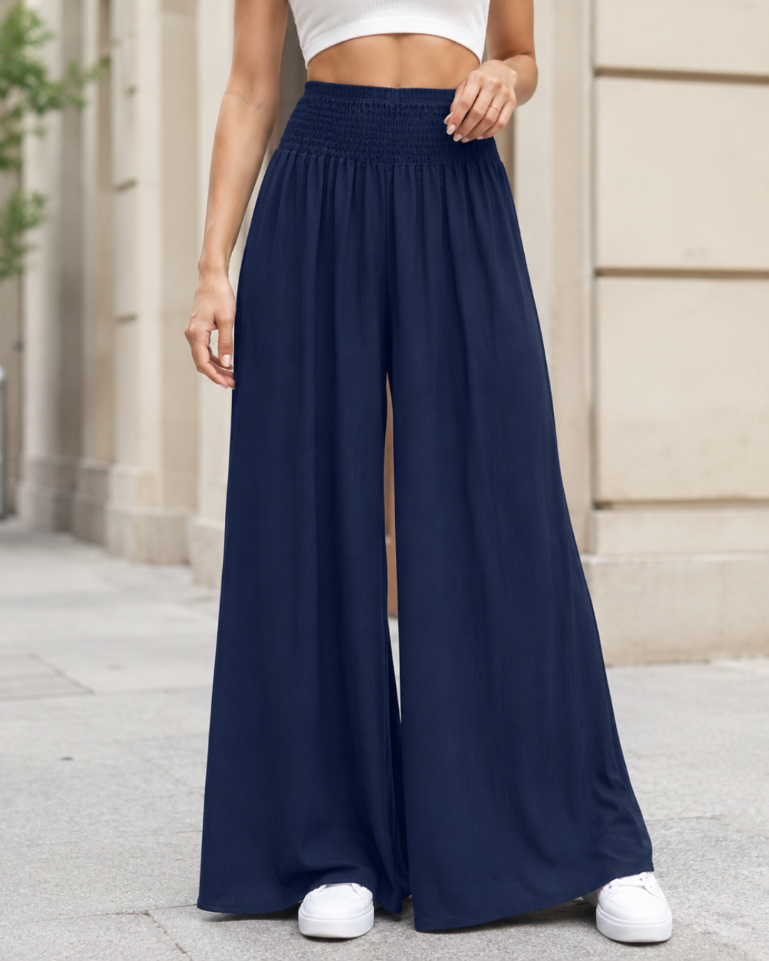 Pantalón Palazzo Holgado de Cintura Elástica