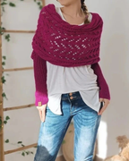 Poncho de Punto con Calados Elegantes para Mujer