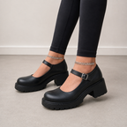Zapatos con Tacón Ancho y Hebilla Ajustable