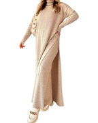 Conjunto de Punto Elegante con Suéter y Pantalón de Pierna Ancha
