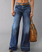 Jeans Acampanados Retro con Bolsillos para Mujer