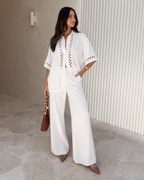 Conjunto de camisa y pantalones de lino calado®