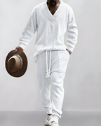 Conjunto de Dos Piezas con Textura Jacquard de Trenzado para Hombre