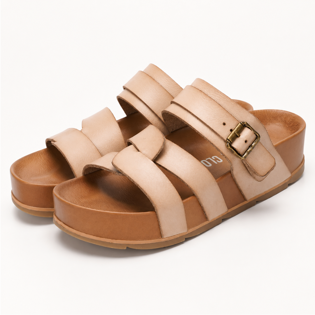 Sandalias de Plataforma con Tiras y Hebilla