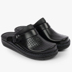 Zuecos Barcelona de Cuero Natural Negro®