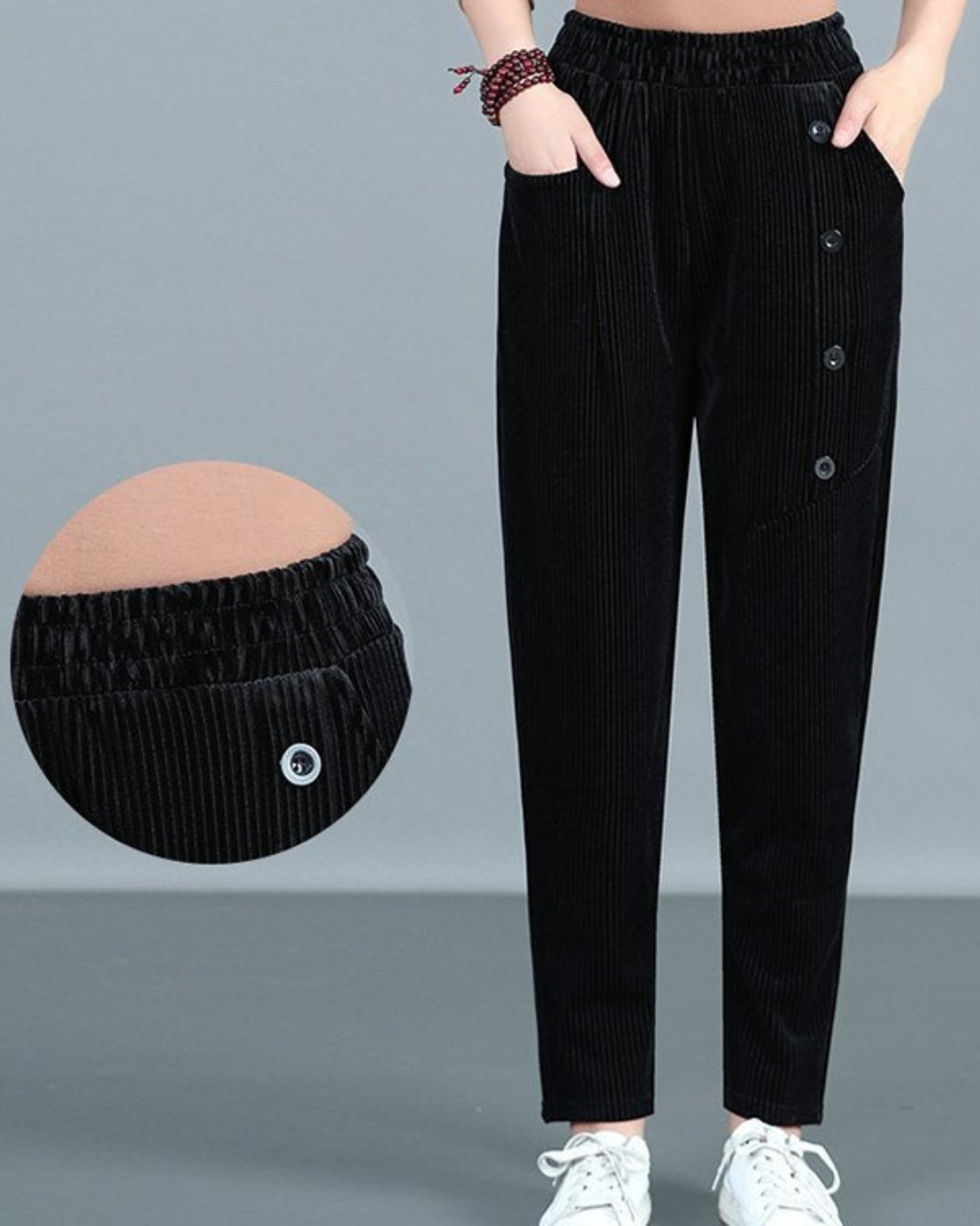 Pantalones de Terciopelo con Botones Decorativos para mujer®