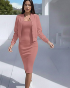 Conjunto de Dos Piezas con Chaqueta y Vestido de Cintura Alta Para Mujer®