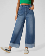Pantalón con Cintura Alta y Botas Anchas para Mujer