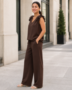 Conjunto de Top con Volantes y Pantalón Amplio®